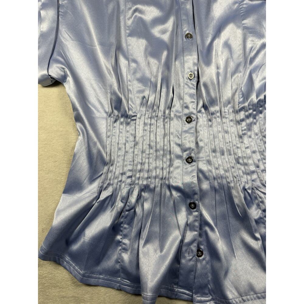 NWT Pilcro Anthropologie Satin Pintuck Button Front Blouse Women’s M Light Blue - Picture 8 of 10